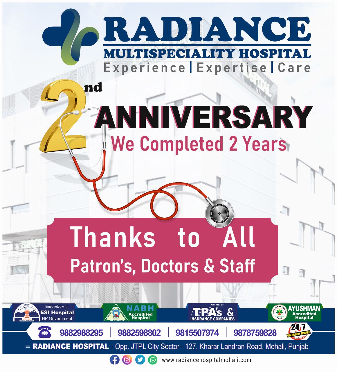 2nd Anniversary Celebration at Radiance Hospital Mohali -